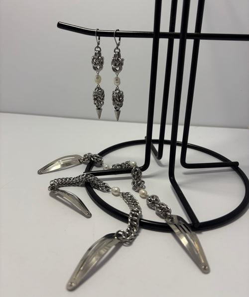 Pearl Hair Clip & Earring Set